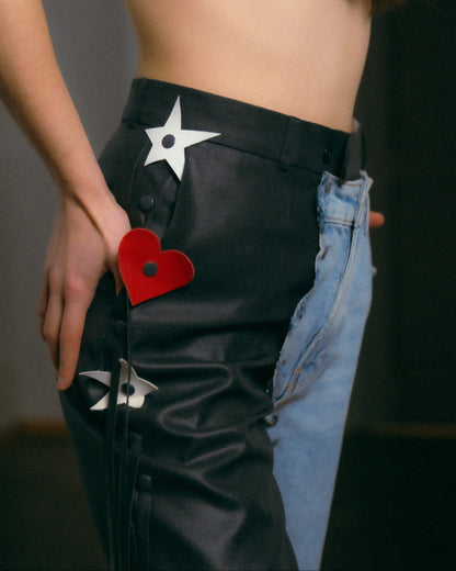 UPCYCLING PANTS-CONSTRUCTOR WITH JEANS PATCH INFANTA