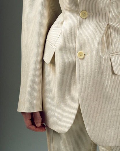 UPCYCLED FITTED CREASED JACKET with a man's shoulder