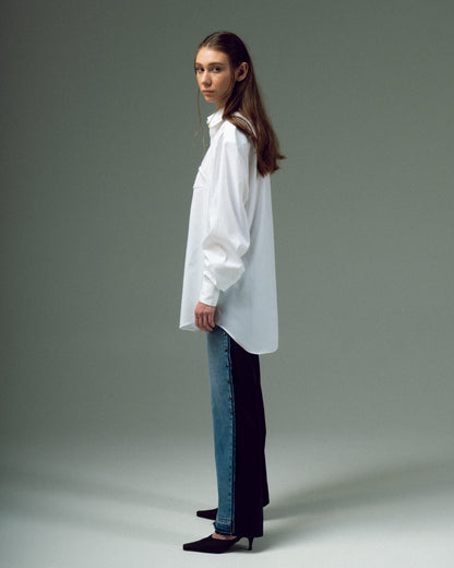 UPCYCLED SHIRT INFANTA with a man's shoulder