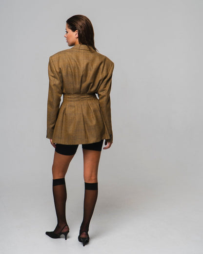 UPCYCLED FITTED CREASED JACKET with a man's shoulder