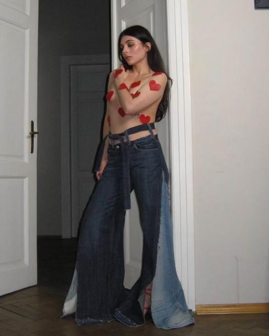 UPCYCLED JEANS WITH CUTOUTS INFANTA
