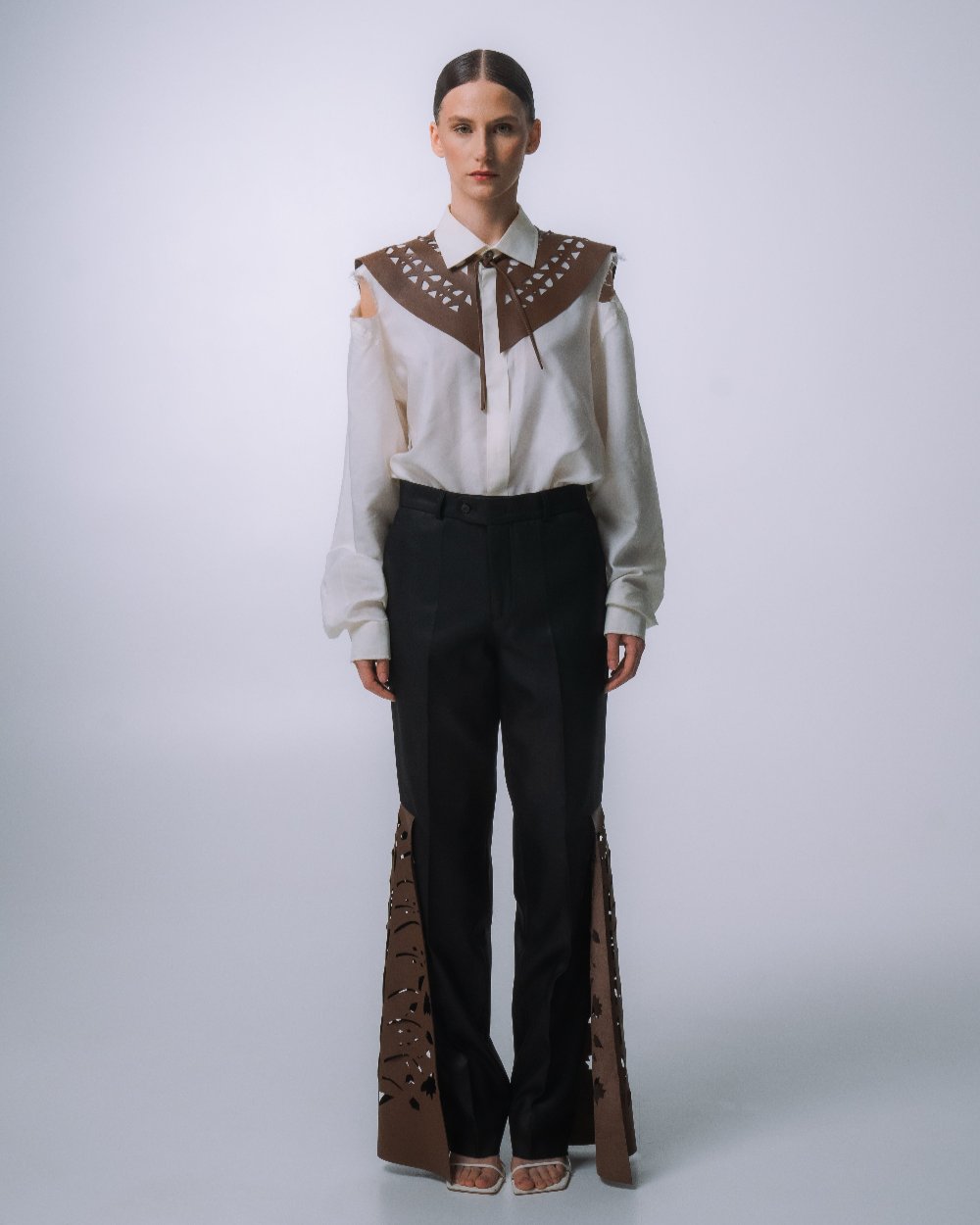 UPCYCLED PANTS WITH CUTOUTS vytynanka style