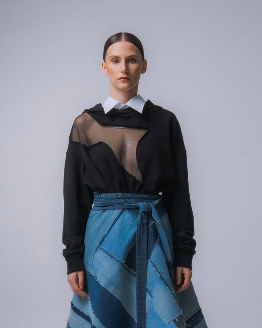 UPCYCLED DENIM PATCHWORK SKIRT