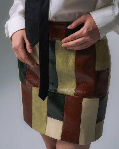 UPCYCLED MINI SKIRT WITH PATCHWOORK