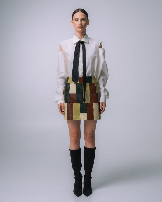 UPCYCLED MINI SKIRT WITH PATCHWOORK